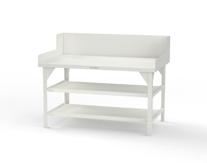 Extreme Duty 7 GA Shop Table with Side Guards, 2 Shelves - 60 In. W x 36 In. D x 46 In. H - T6036S/SG-9003