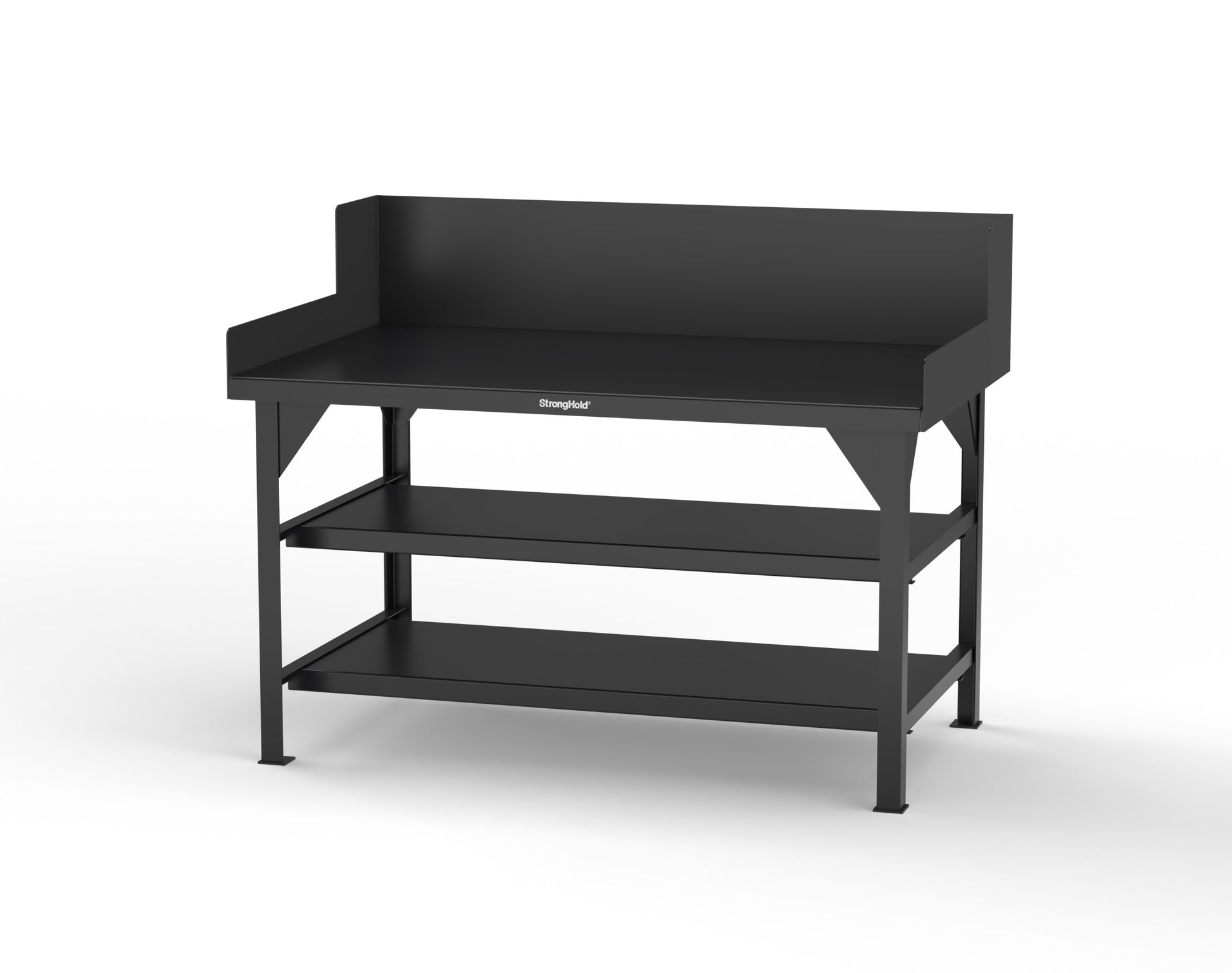 Extreme Duty 7 GA Shop Table with Side Guards, 2 Shelves - 60 In. W x 36 In. D x 46 In. H - T6036S/SG-9005