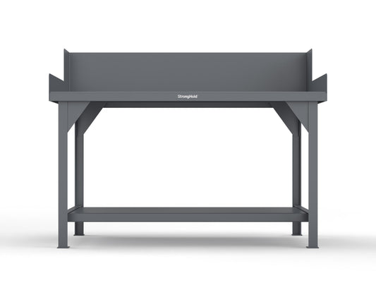 Extreme Duty 7 GA Shop Table with Side Guards, 1 Shelf - 60 In. W x 36 In. D x 46 In. H - T6036SG-7024