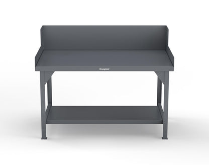 Extreme Duty 7 GA Shop Table with Side Guards, 1 Shelf - 60 In. W x 36 In. D x 46 In. H - T6036SG-7024