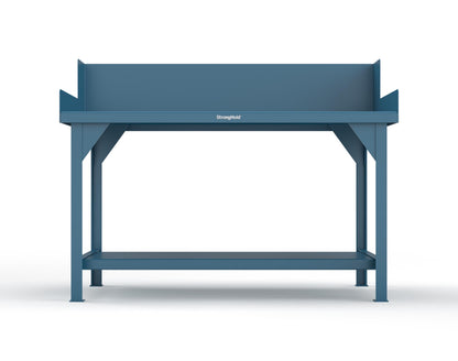Extreme Duty 7 GA Shop Table with Side Guards, 1 Shelf - 60 In. W x 36 In. D x 46 In. H - T6036SG-5001