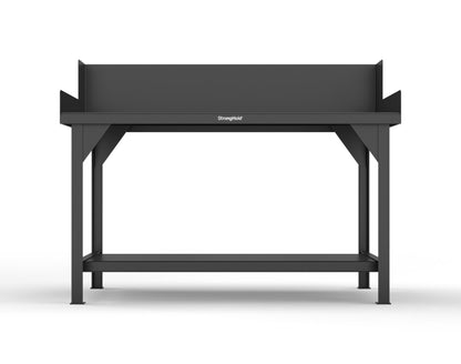 Extreme Duty 7 GA Shop Table with Side Guards, 1 Shelf - 60 In. W x 36 In. D x 46 In. H - T6036SG-9005