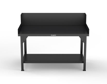 Extreme Duty 7 GA Shop Table with Side Guards, 1 Shelf - 60 In. W x 36 In. D x 46 In. H - T6036SG-9005