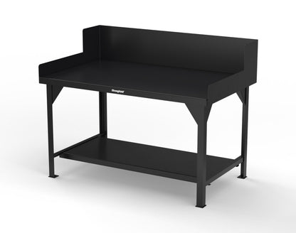 Extreme Duty 7 GA Shop Table with Side Guards, 1 Shelf - 60 In. W x 36 In. D x 46 In. H - T6036SG-9005