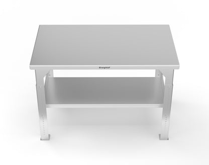 Extreme Duty 7 GA Stainless Steel Shop Table, Adjustable Legs, 1 Shelf - 60 In. W x 36 In. D x 30-40 In. H - T6036SS-AL-2