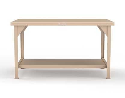 Extreme Duty 7 GA Shop Table with 1 Shelf - 60 In. W x 36 In. D x 34 In. H - T6036-1019