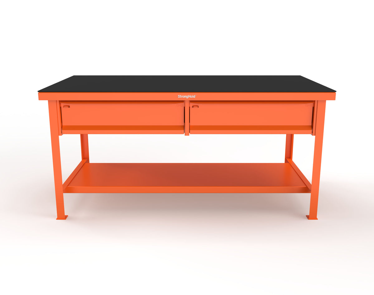 Extreme Duty 7 GA Shop Table with ABS Top, 2 Drawers, 1 Shelf - 72 In. x 36 In. D x 34 In. H - T7236-2DB-ABS-2004