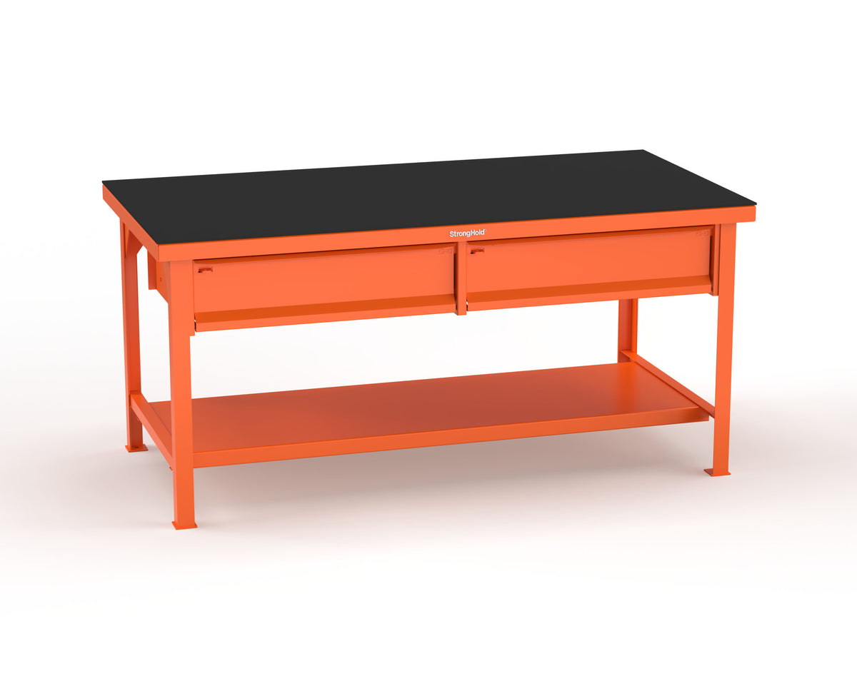 Extreme Duty 7 GA Shop Table with ABS Top, 2 Drawers, 1 Shelf - 72 In. x 36 In. D x 34 In. H - T7236-2DB-ABS-2004