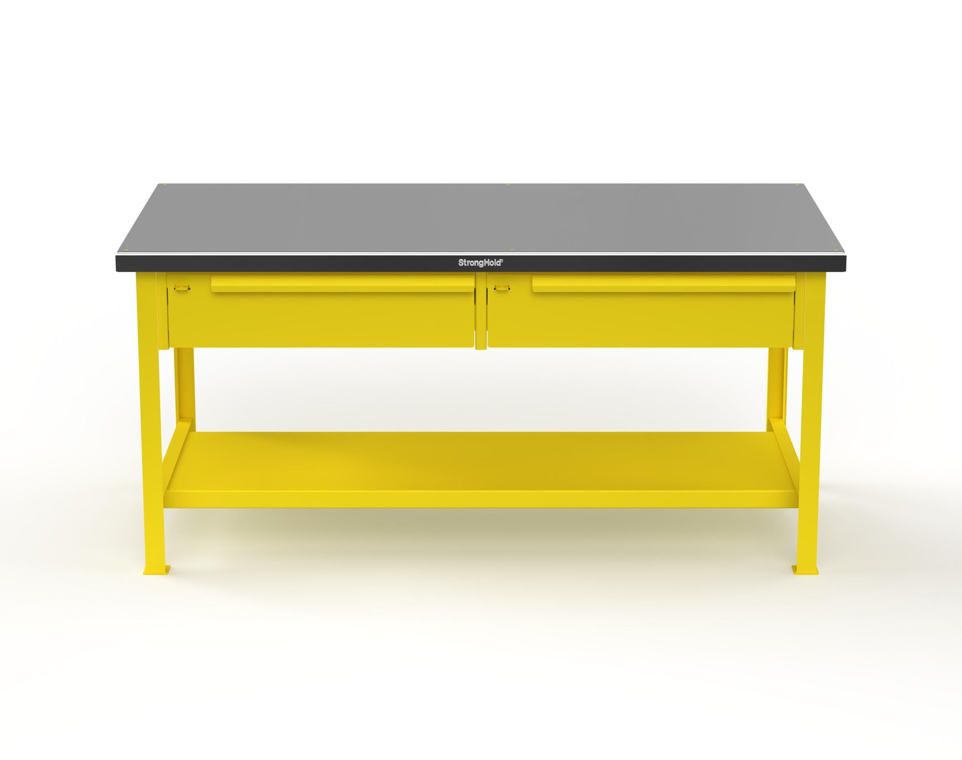 Extreme Duty 7 GA Shop Table with Stainless Steel Top, 2 Drawers, 1 Shelf - 72 In. x 36 In. D x 34 In. H - T7236-2DB-SSTOP-1021