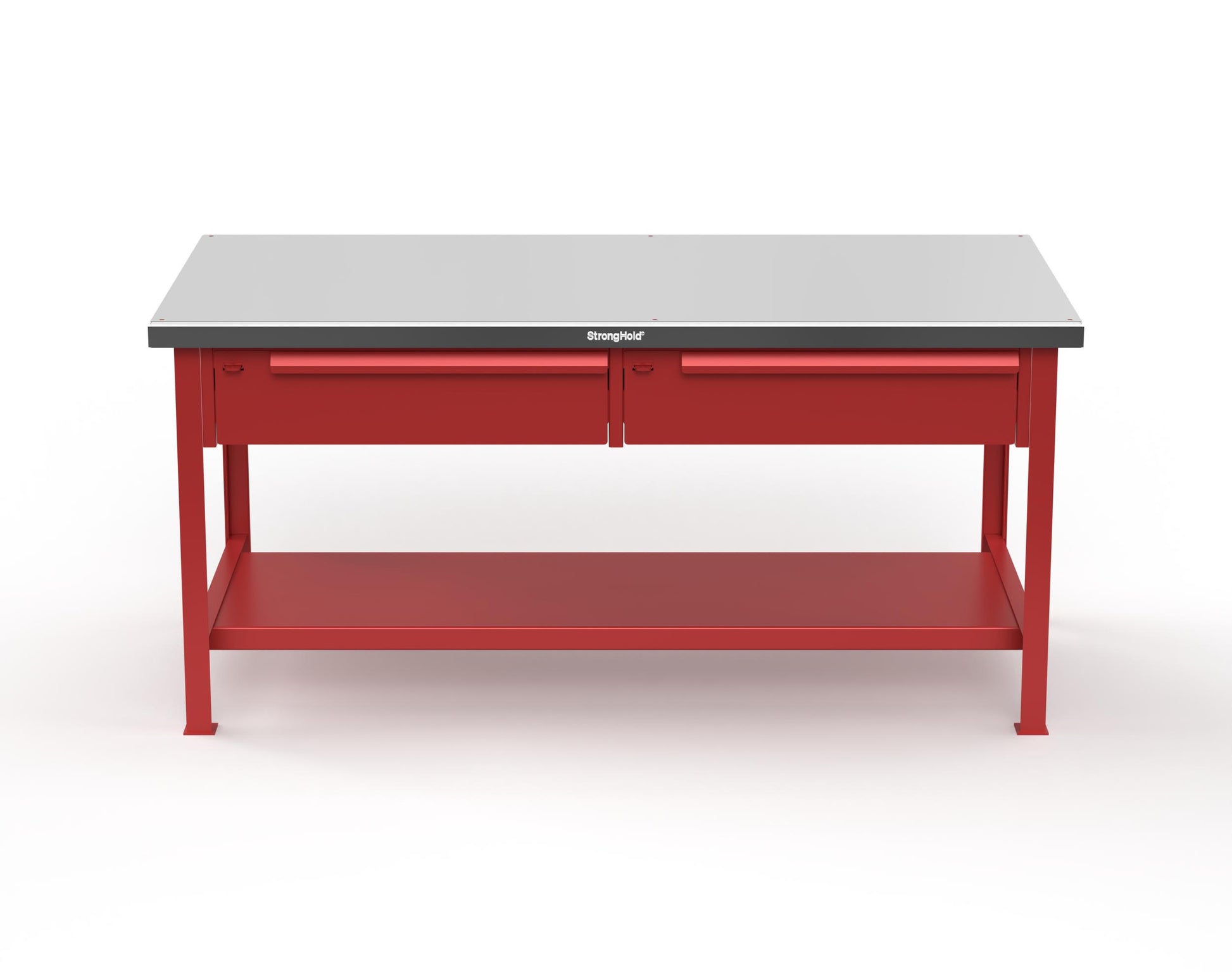 Extreme Duty 7 GA Shop Table with Stainless Steel Top, 2 Drawers, 1 Shelf - 72 In. x 36 In. D x 34 In. H - T7236-2DB-SSTOP-3001