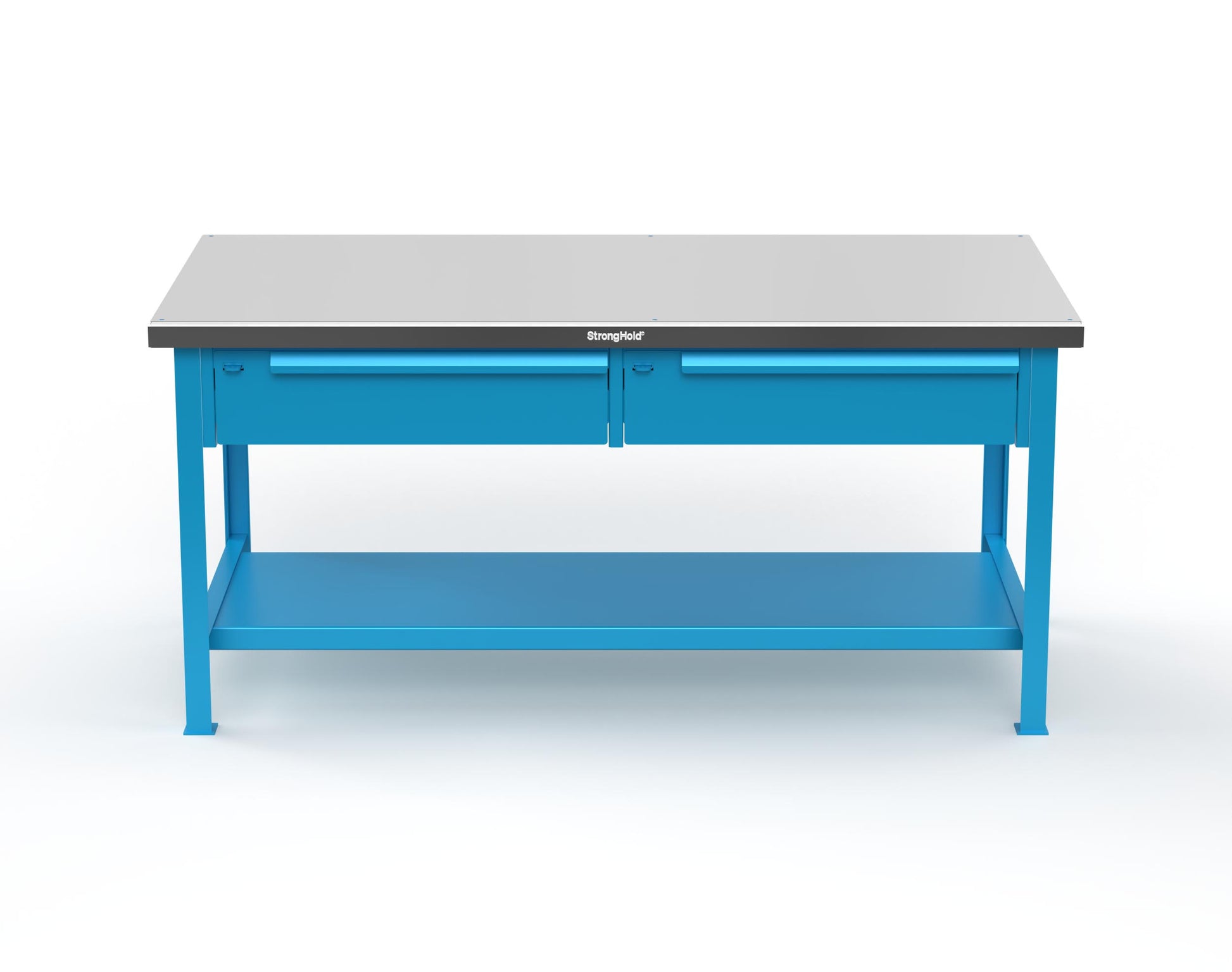 Extreme Duty 7 GA Shop Table with Stainless Steel Top, 2 Drawers, 1 Shelf - 72 In. x 36 In. D x 34 In. H - T7236-2DB-SSTOP-5012