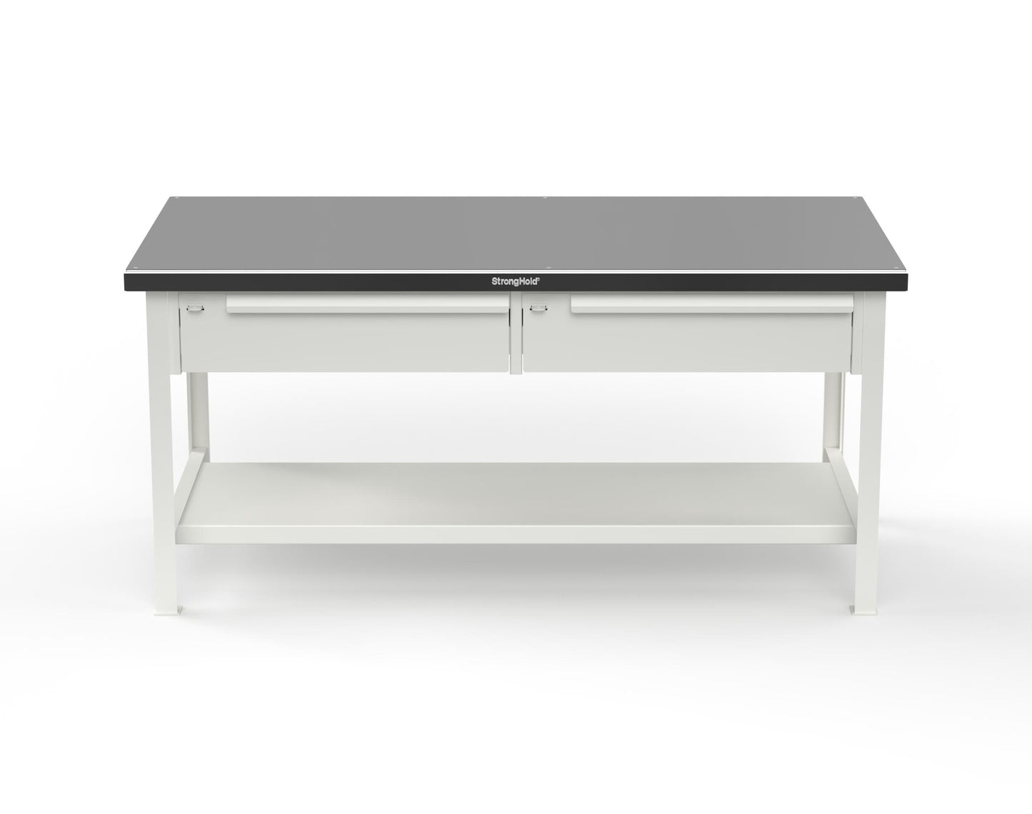 Extreme Duty 7 GA Shop Table with Stainless Steel Top, 2 Drawers, 1 Shelf - 72 In. x 36 In. D x 34 In. H - T7236-2DB-SSTOP-9003