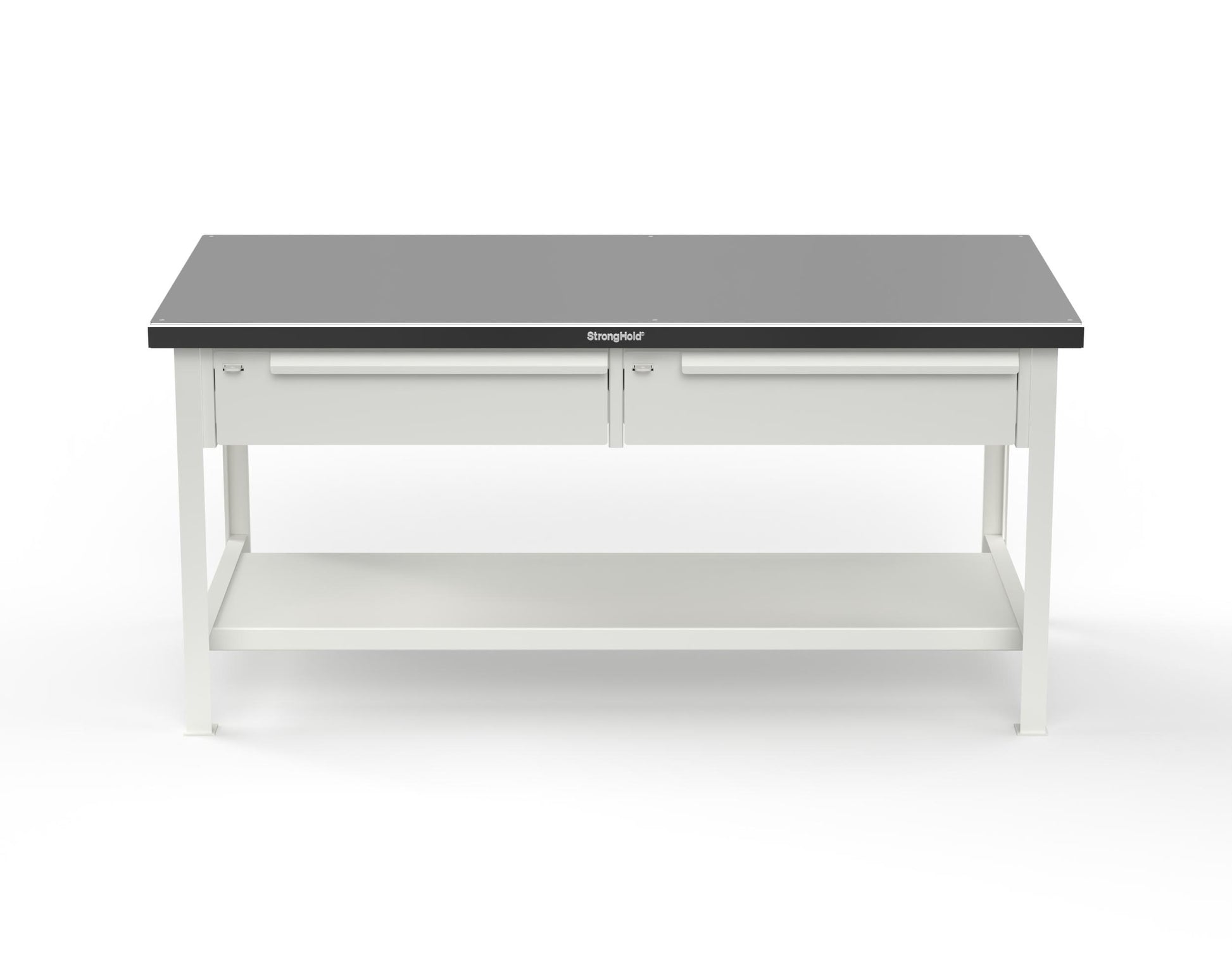 Extreme Duty 7 GA Shop Table with Stainless Steel Top, 2 Drawers, 1 Shelf - 72 In. x 36 In. D x 34 In. H - T7236-2DB-SSTOP-9003
