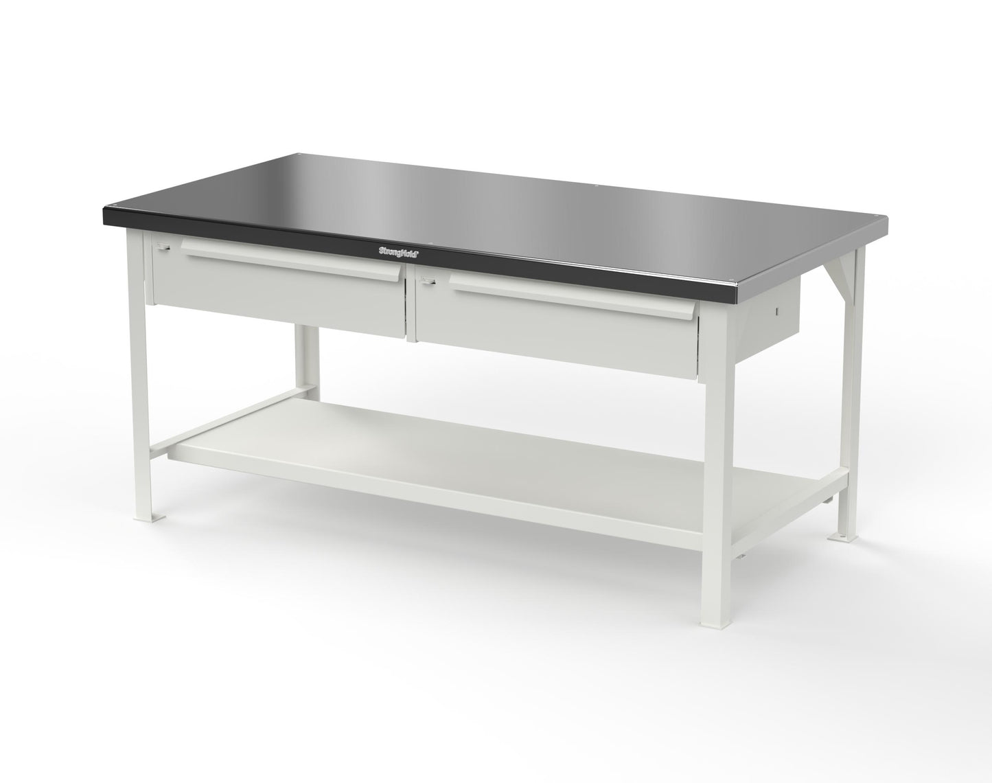 Extreme Duty 7 GA Shop Table with Stainless Steel Top, 2 Drawers, 1 Shelf - 72 In. x 36 In. D x 34 In. H - T7236-2DB-SSTOP-9003