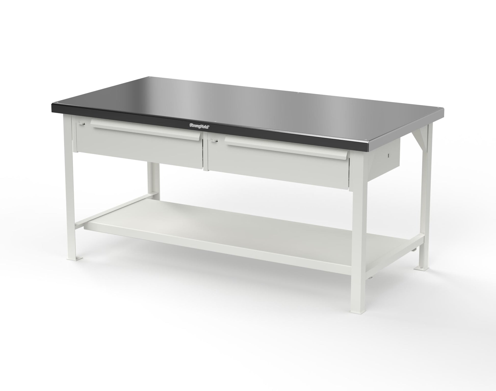 Extreme Duty 7 GA Shop Table with Stainless Steel Top, 2 Drawers, 1 Shelf - 72 In. x 36 In. D x 34 In. H - T7236-2DB-SSTOP-9003