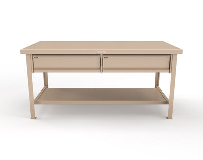 Extreme Duty 7 GA Shop Table with 2 Drawers, 1 Shelf - 72 In. W x 36 In. D x 34 In. H - T7236-2DB-1019
