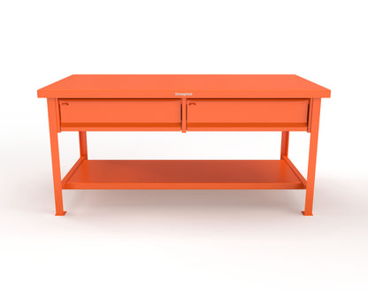 Extreme Duty 7 GA Shop Table with 2 Drawers, 1 Shelf - 72 In. W x 36 In. D x 34 In. H - T7236-2DB-2004