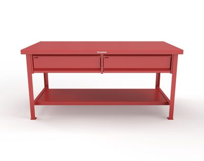 Extreme Duty 7 GA Shop Table with 2 Drawers, 1 Shelf - 72 In. W x 36 In. D x 34 In. H - T7236-2DB-3001