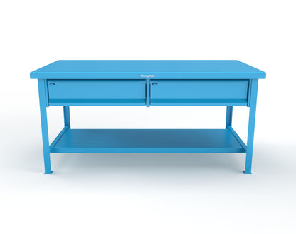 Extreme Duty 7 GA Shop Table with 2 Drawers, 1 Shelf - 72 In. W x 36 In. D x 34 In. H - T7236-2DB-5012