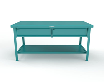 Extreme Duty 7 GA Shop Table with 2 Drawers, 1 Shelf - 72 In. W x 36 In. D x 34 In. H - T7236-2DB-5021