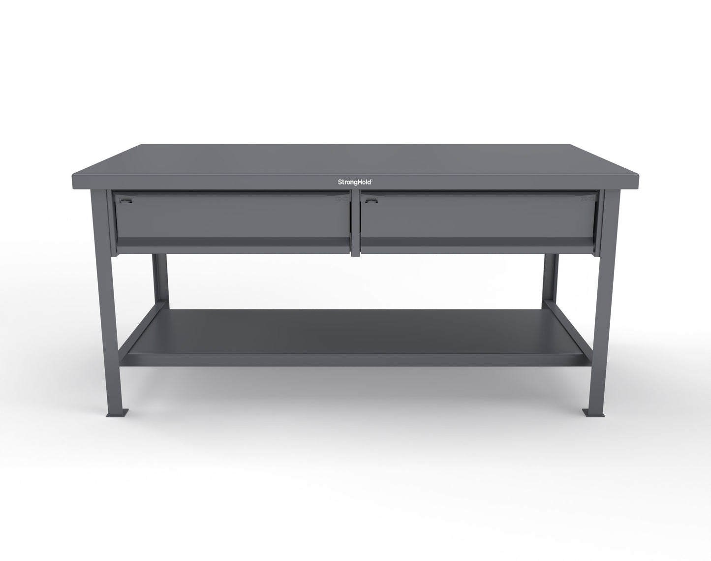 Extreme Duty 7 GA Shop Table with 2 Drawers, 1 Shelf - 72 In. W x 36 In. D x 34 In. H - T7236-2DB-7024