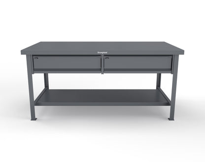 Extreme Duty 7 GA Shop Table with 2 Drawers, 1 Shelf - 72 In. W x 36 In. D x 34 In. H - T7236-2DB-7024