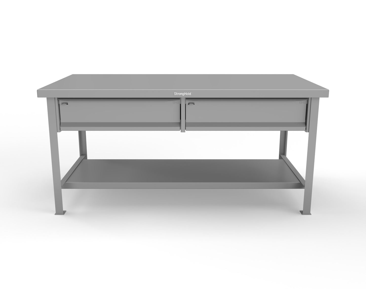 Extreme Duty 7 GA Shop Table with 2 Drawers, 1 Shelf - 72 In. W x 36 In. D x 34 In. H - T7236-2DB-7037