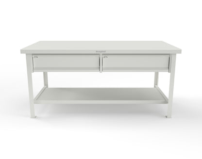 Extreme Duty 7 GA Shop Table with 2 Drawers, 1 Shelf - 72 In. W x 36 In. D x 34 In. H - T7236-2DB-9003