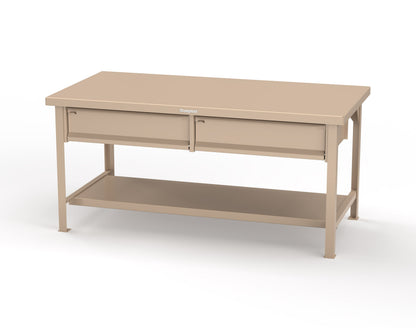 Extreme Duty 7 GA Shop Table with 2 Drawers, 1 Shelf - 72 In. W x 36 In. D x 34 In. H - T7236-2DB-1019
