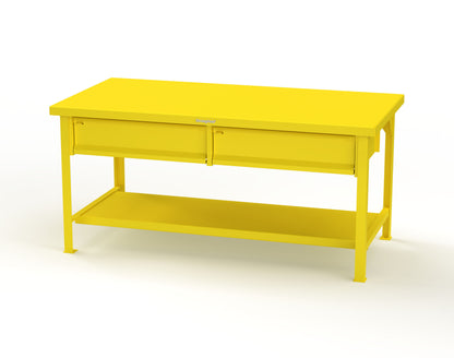 Extreme Duty 7 GA Shop Table with 2 Drawers, 1 Shelf - 72 In. W x 36 In. D x 34 In. H - T7236-2DB-1023