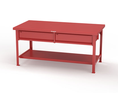 Extreme Duty 7 GA Shop Table with 2 Drawers, 1 Shelf - 72 In. W x 36 In. D x 34 In. H - T7236-2DB-3001