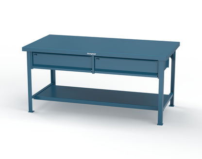 Extreme Duty 7 GA Shop Table with 2 Drawers, 1 Shelf - 72 In. W x 36 In. D x 34 In. H - T7236-2DB-5010