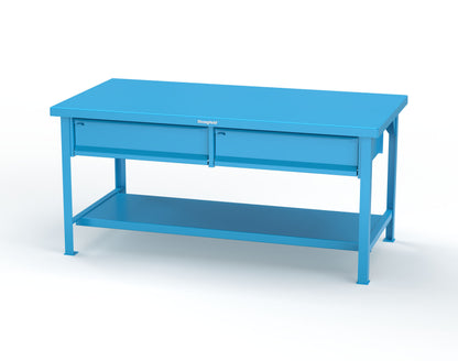 Extreme Duty 7 GA Shop Table with 2 Drawers, 1 Shelf - 72 In. W x 36 In. D x 34 In. H - T7236-2DB-5012
