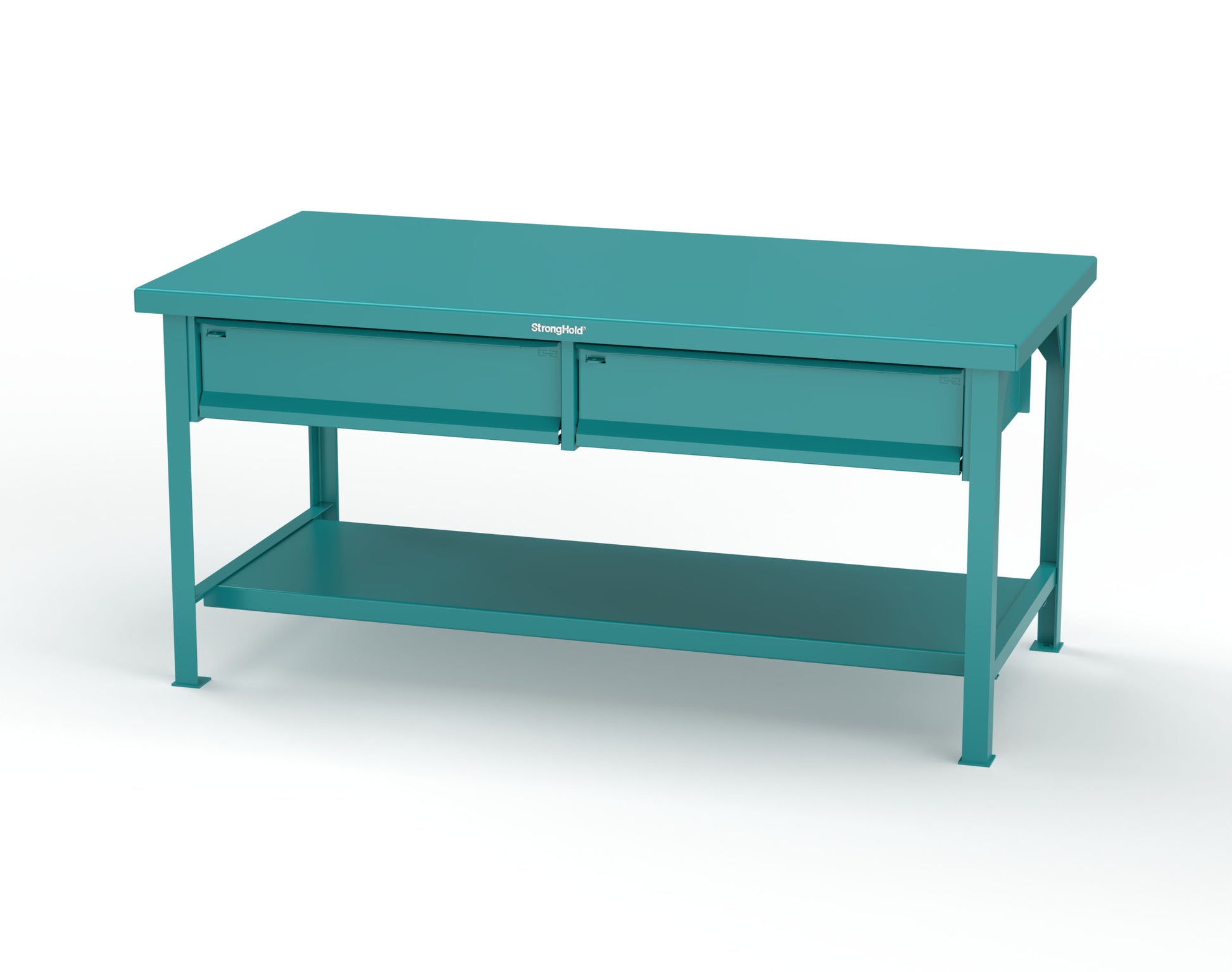 Extreme Duty 7 GA Shop Table with 2 Drawers, 1 Shelf - 72 In. W x 36 In. D x 34 In. H - T7236-2DB-5021