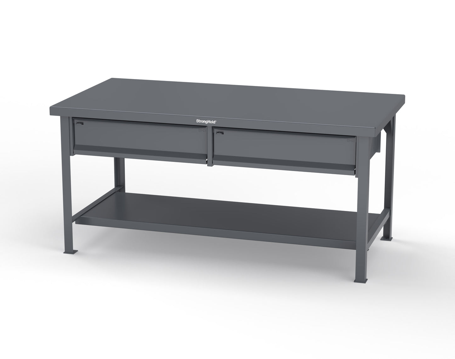 Extreme Duty 7 GA Shop Table with 2 Drawers, 1 Shelf - 72 In. W x 36 In. D x 34 In. H - T7236-2DB-7024