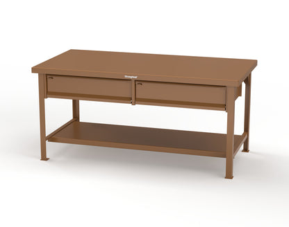 Extreme Duty 7 GA Shop Table with 2 Drawers, 1 Shelf - 72 In. W x 36 In. D x 34 In. H - T7236-2DB-8025