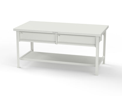 Extreme Duty 7 GA Shop Table with 2 Drawers, 1 Shelf - 72 In. W x 36 In. D x 34 In. H - T7236-2DB-9003