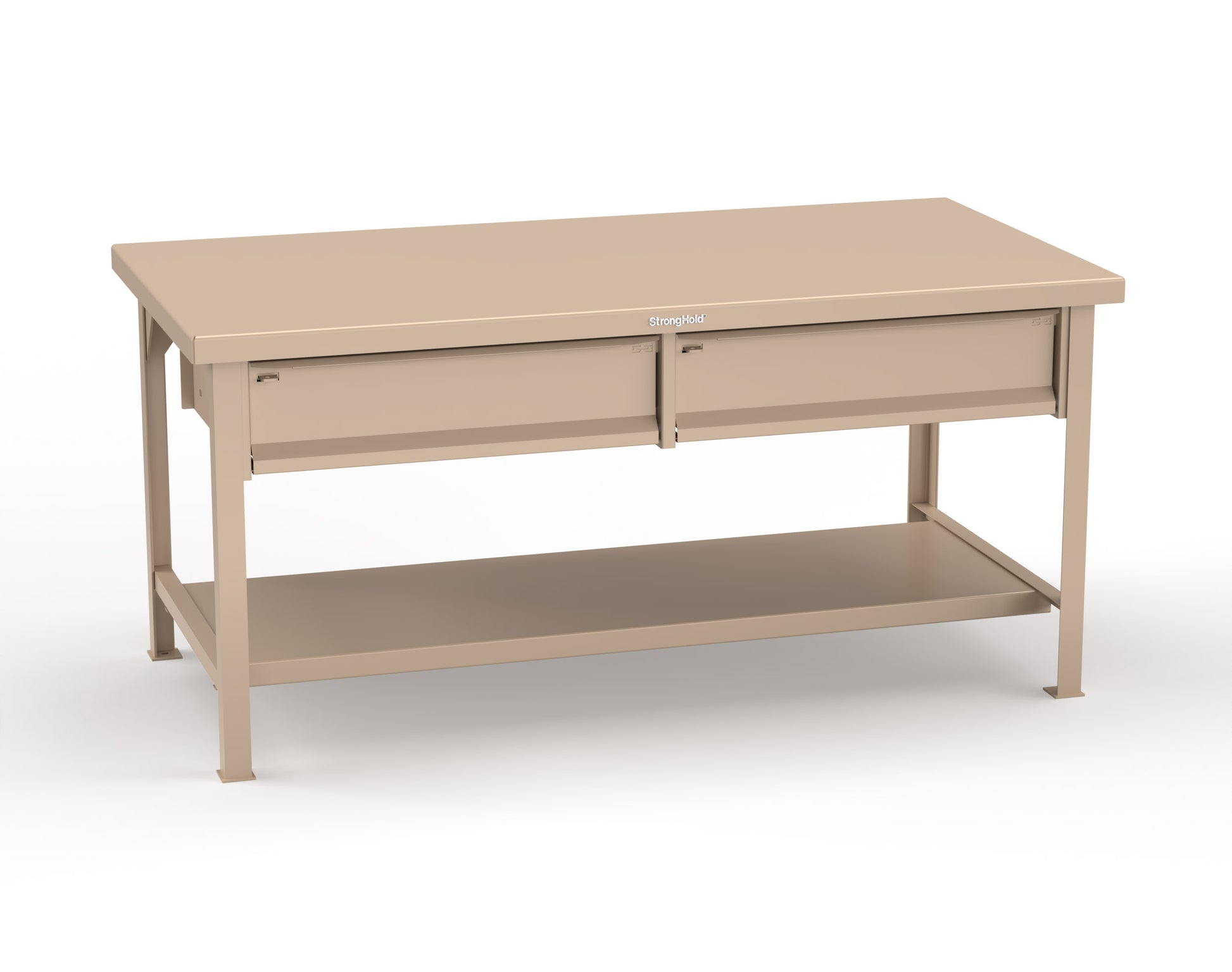 Extreme Duty 7 GA Shop Table with 2 Drawers, 1 Shelf - 72 In. W x 36 In. D x 34 In. H - T7236-2DB-1019