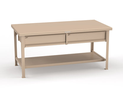Extreme Duty 7 GA Shop Table with 2 Drawers, 1 Shelf - 72 In. W x 36 In. D x 34 In. H - T7236-2DB-1019