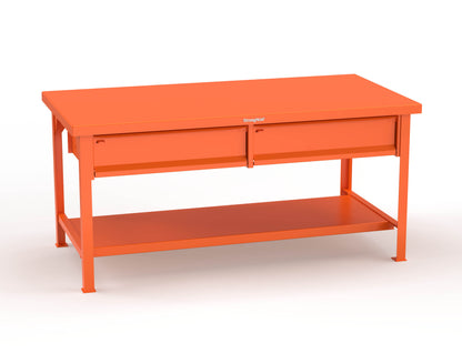 Extreme Duty 7 GA Shop Table with 2 Drawers, 1 Shelf - 72 In. W x 36 In. D x 34 In. H - T7236-2DB-2004