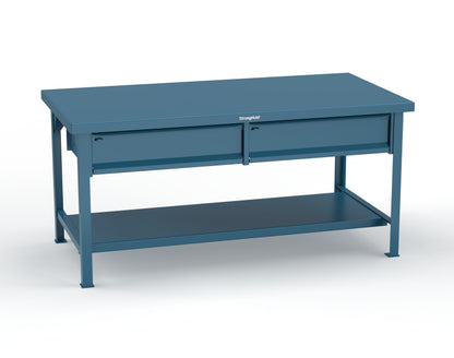 Extreme Duty 7 GA Shop Table with 2 Drawers, 1 Shelf - 72 In. W x 36 In. D x 34 In. H - T7236-2DB-5010