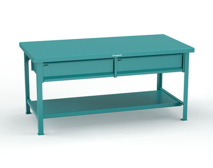Extreme Duty 7 GA Shop Table with 2 Drawers, 1 Shelf - 72 In. W x 36 In. D x 34 In. H - T7236-2DB-5021