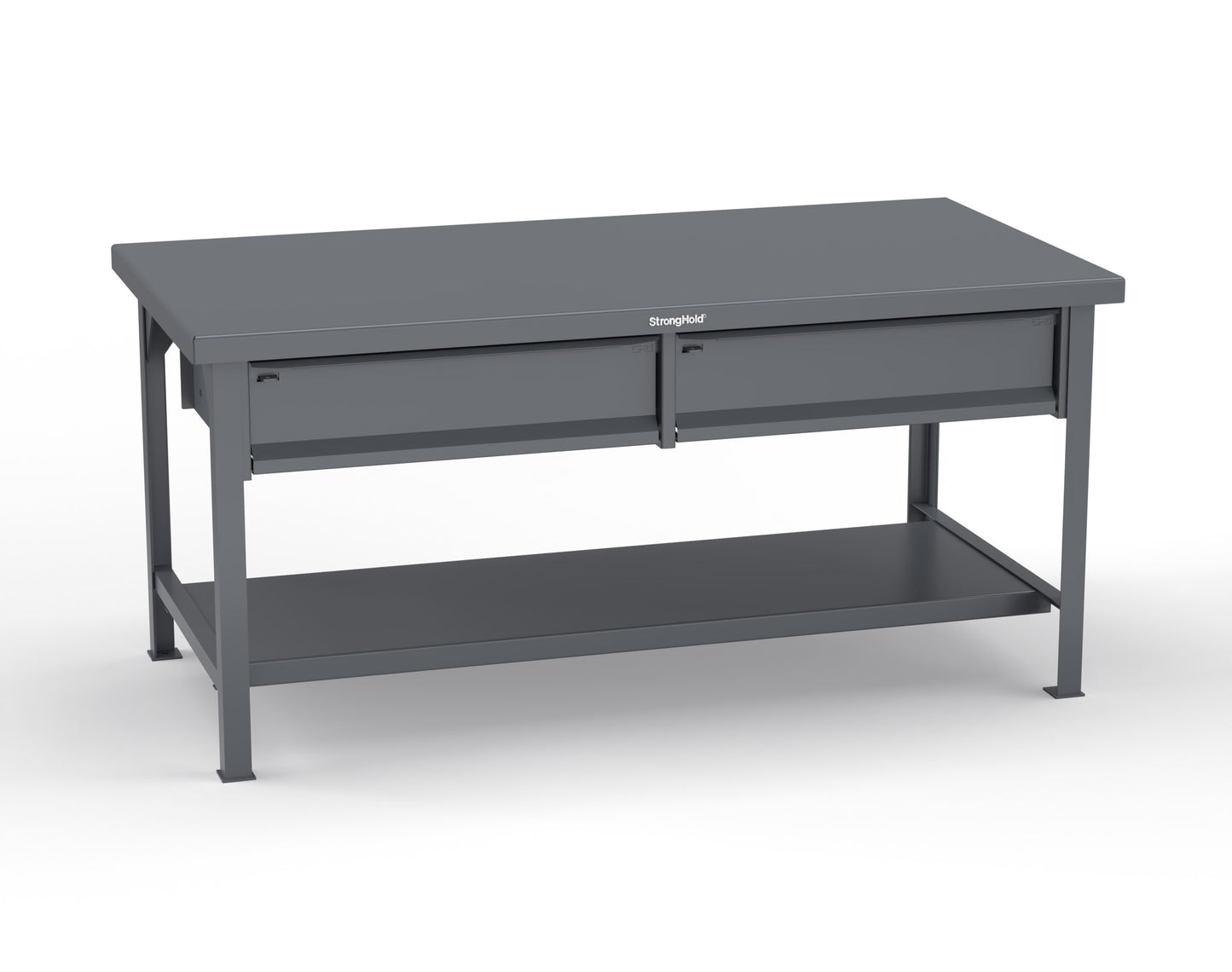 Extreme Duty 7 GA Shop Table with 2 Drawers, 1 Shelf - 72 In. W x 36 In. D x 34 In. H - T7236-2DB-7024