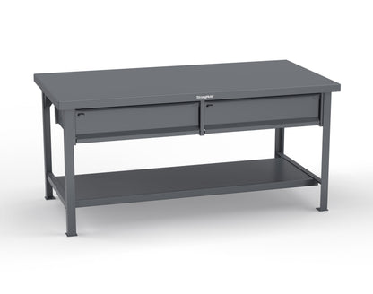 Extreme Duty 7 GA Shop Table with 2 Drawers, 1 Shelf - 72 In. W x 36 In. D x 34 In. H - T7236-2DB-7024