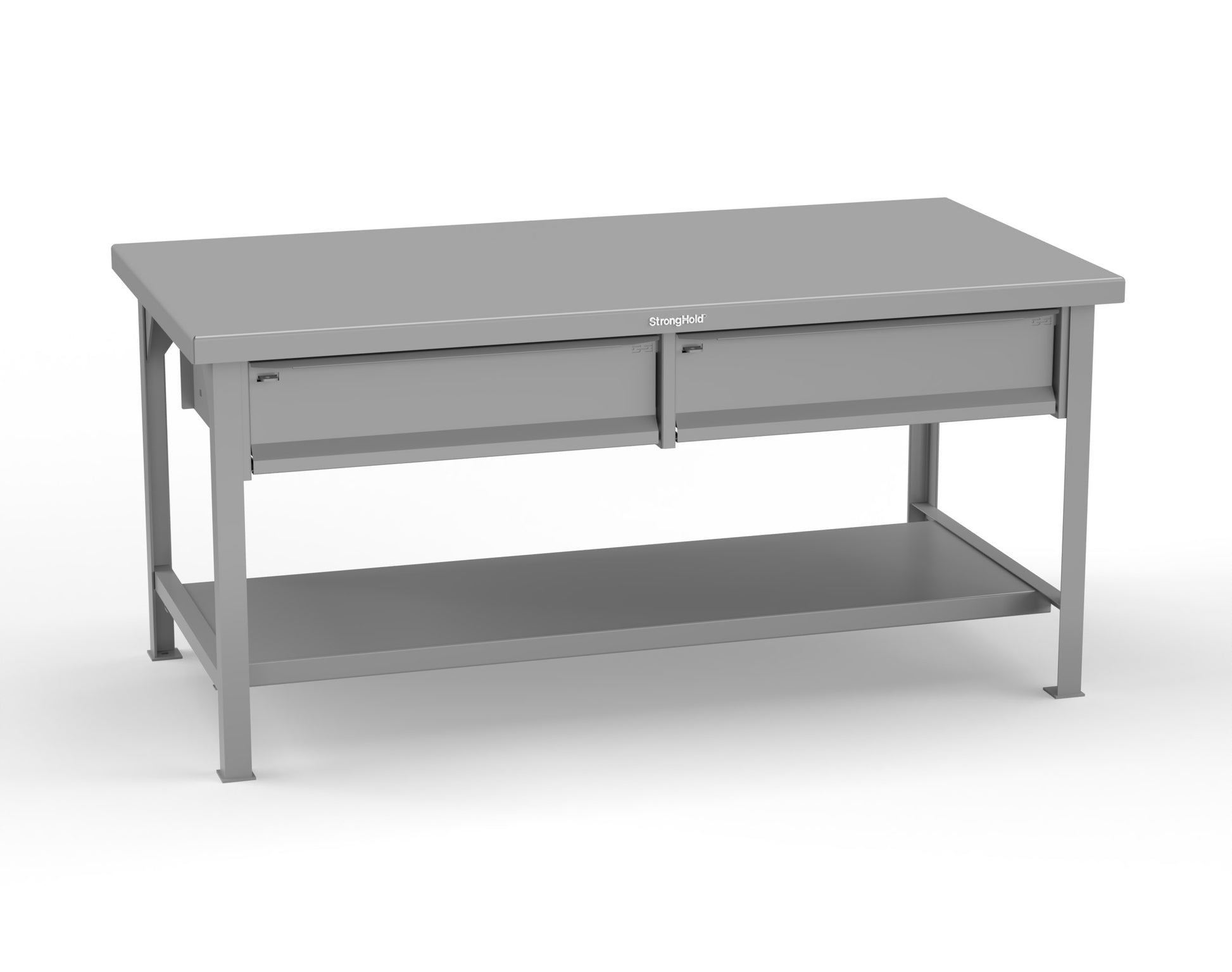 Extreme Duty 7 GA Shop Table with 2 Drawers, 1 Shelf - 72 In. W x 36 In. D x 34 In. H - T7236-2DB-7037