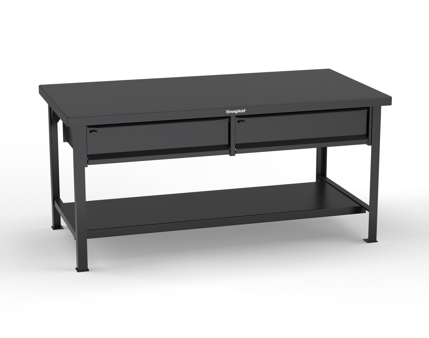 Extreme Duty 7 GA Shop Table with 2 Drawers, 1 Shelf - 72 In. W x 36 In. D x 34 In. H - T7236-2DB-9005