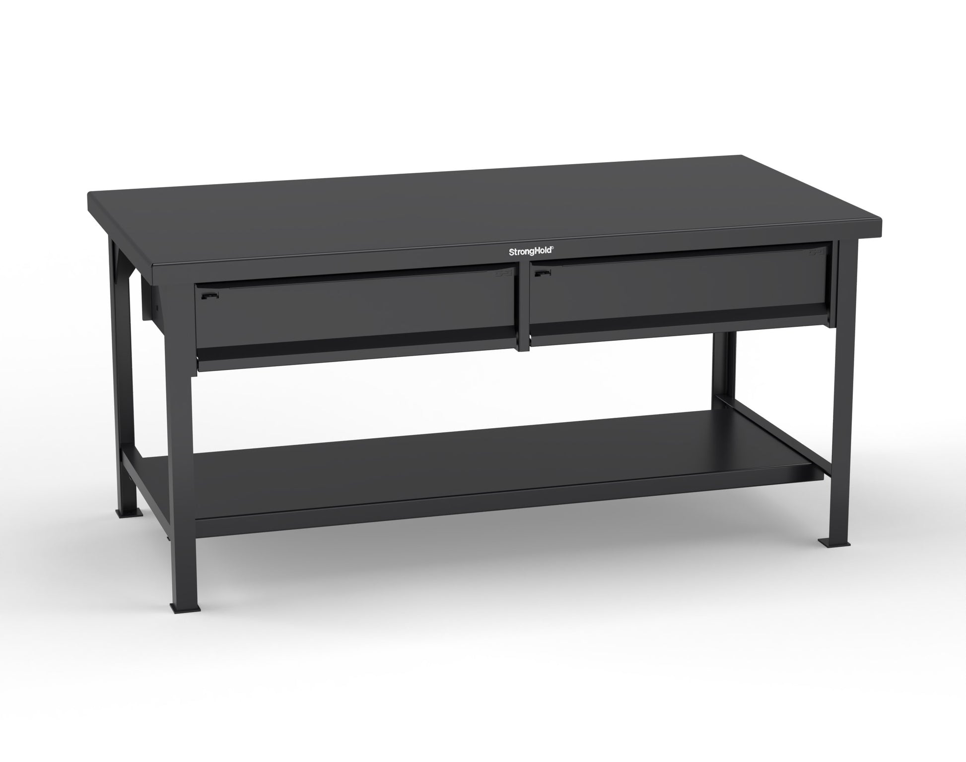 Extreme Duty 7 GA Shop Table with 2 Drawers, 1 Shelf - 72 In. W x 36 In. D x 34 In. H - T7236-2DB-9005