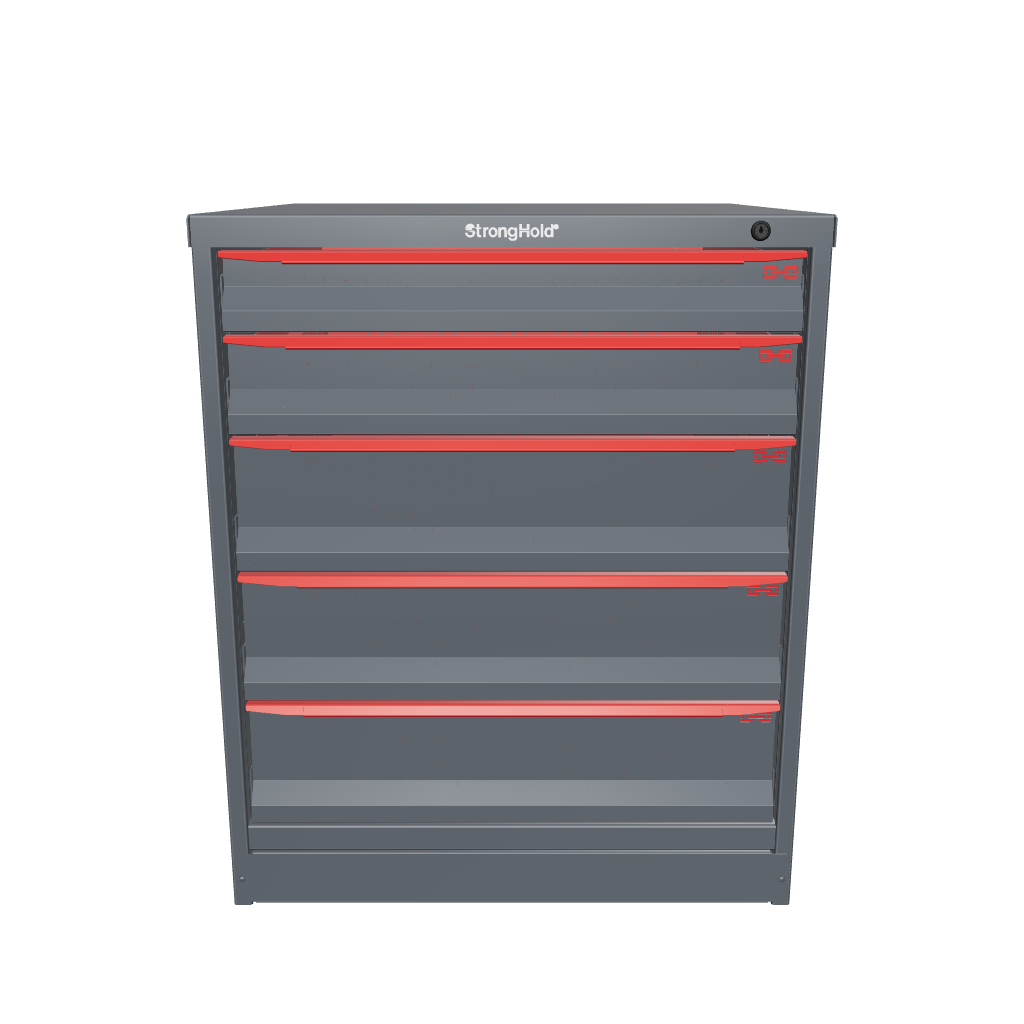 Modular Drawer 14 GA Storage Cabinet with 5 total drawers - 3" Drawers x1, 4" Drawers x1, 6" Drawers x3 - 3" Integrated Legs - 30 In. W x 29 In. D x 36 In H. - S3036-PPDAS-0504DS-3001