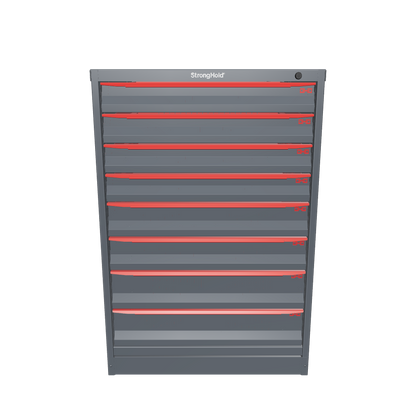 Modular Drawer 14 GA Storage Cabinet with 8 total drawers - 3" Drawers x4, 4" Drawers x2, 5" Drawers x2 - 3" Integrated Legs - 30 In. W x 29 In. D x 44 In H. - S3044-PPDAS-0801DS-3001