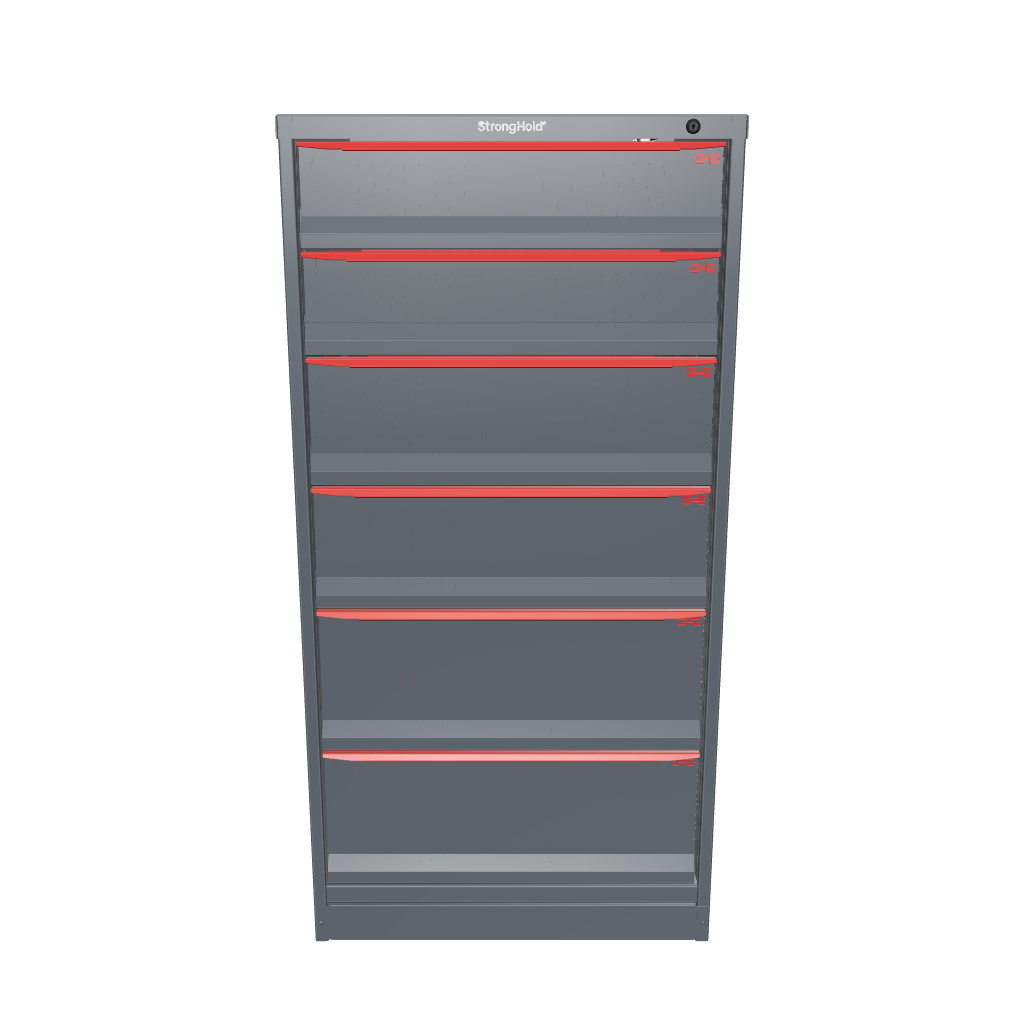 Modular Drawer 14 GA Storage Cabinet with 6 total drawers - 6" Drawers x2, 8" Drawers x2, 10" Drawers x2 - 3" Integrated Legs - 30 In. W x 29 In. D x 60 In H. - S3060-PPDAS-0605DS-3001